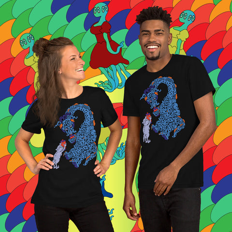 A Friend In Need. Buy this black soft graphic tee shirt featuring weird and original artwork from Danica Daydreams.