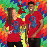 A Friend In Need. Buy this red soft graphic tee shirt featuring weird and original artwork from Danica Daydreams.