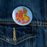 Blue Strange Companions Art Pin Button By Danica Daydreams On A Jean Jacket