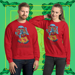 Cosmic Disco. Buy this red soft and comfy crewneck sweatshirt featuring weird and original artwork from Danica Daydreams.