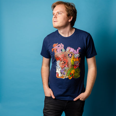 Peculiar Path. Buy this navy soft graphic tee shirt featuring weird and original artwork from Danica Daydreams.