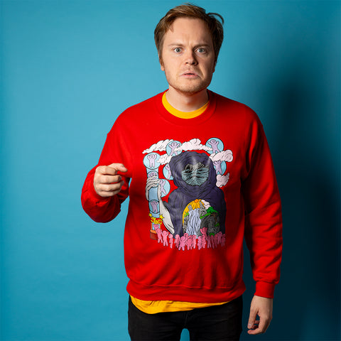 The Peepstar Life. Buy this red soft and comfy crewneck sweatshirt featuring weird and original artwork from Danica Daydreams.