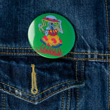 Green Cosmic Disco Art Pin Button By Danica Daydreams On A Jean Jacket