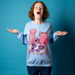 Tea Time. Buy this blue soft and comfy crewneck sweatshirt featuring weird and original artwork from Danica Daydreams.