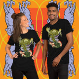 Overtaken. Buy this black soft graphic tee shirt featuring weird and original artwork from Danica Daydreams.