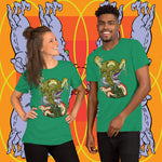 Overtaken. Buy this green soft graphic tee shirt featuring weird and original artwork from Danica Daydreams.