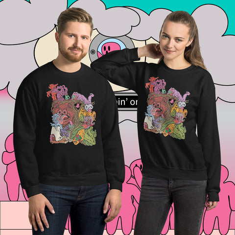 Peculiar Path. Buy this black soft and comfy crewneck sweatshirt featuring weird and original artwork from Danica Daydreams.