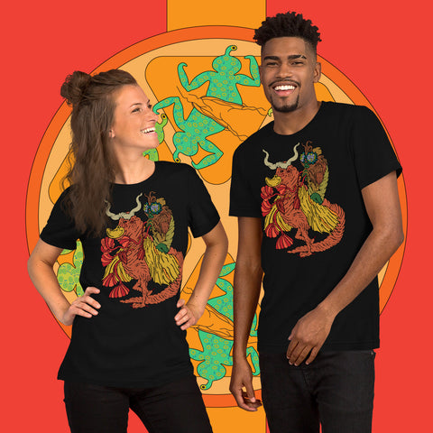 Strange Companions. Buy this black soft graphic tee shirt featuring weird and original artwork from Danica Daydreams.