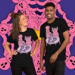 Tea Time. Buy this black soft graphic tee shirt featuring weird and original artwork from Danica Daydreams.