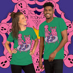 Tea Time. Buy this green soft graphic tee shirt featuring weird and original artwork from Danica Daydreams.