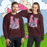Tea Time. Buy this maroon soft and comfy crewneck sweatshirt featuring weird and original artwork from Danica Daydreams.