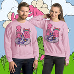 Tea Time. Buy this pink soft and comfy crewneck sweatshirt featuring weird and original artwork from Danica Daydreams.
