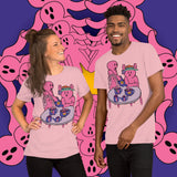 Tea Time. Buy this pink soft graphic tee shirt featuring weird and original artwork from Danica Daydreams.