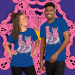 Tea Time. Buy this true royal blue soft graphic tee shirt featuring weird and original artwork from Danica Daydreams.
